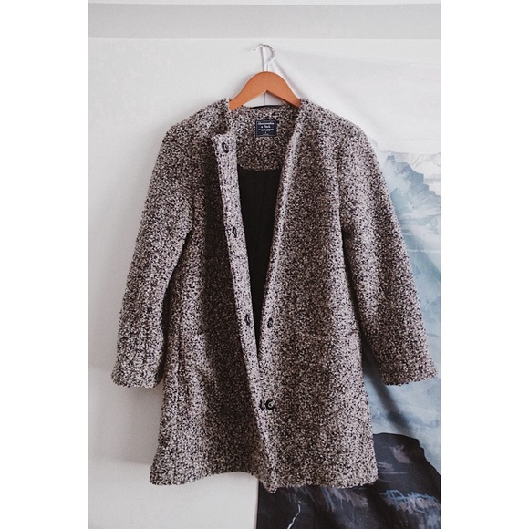 Abercrombie & Fitch Grey Collarless Coat - Size S - Picture 1 of 7